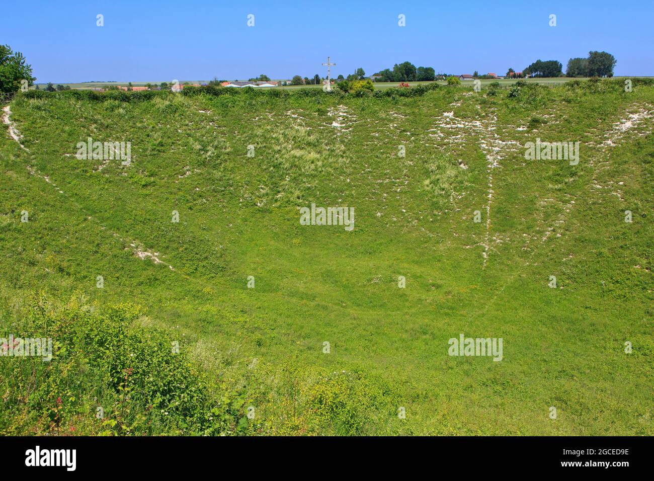 Le cratère de Lochnagar, le résultat de la détonation d'une mine à 7 h 28 le 1er juillet 1916, pendant la première Guerre mondiale, à Ovillers-la-Boisselle (somme), France Banque D'Images