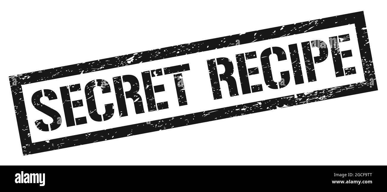 SECRET RECETTE noir grungy rectangle cachet signe. Banque D'Images