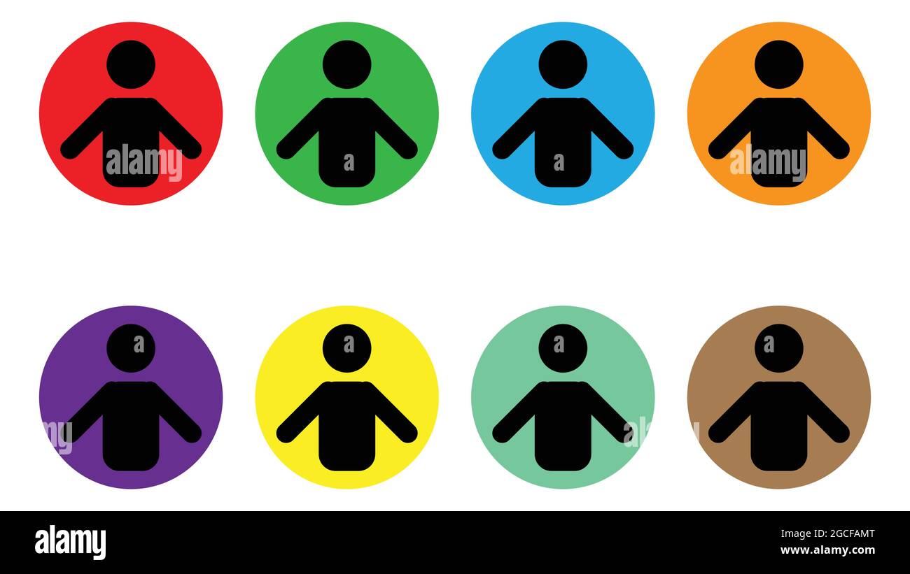 Logo de l'utilisateur de différentes couleurs. Icône utilisateur. Silhouette de personne. Symbole utilisateur Web. Panneau homme. Icône de profil social. Illustration de Vecteur