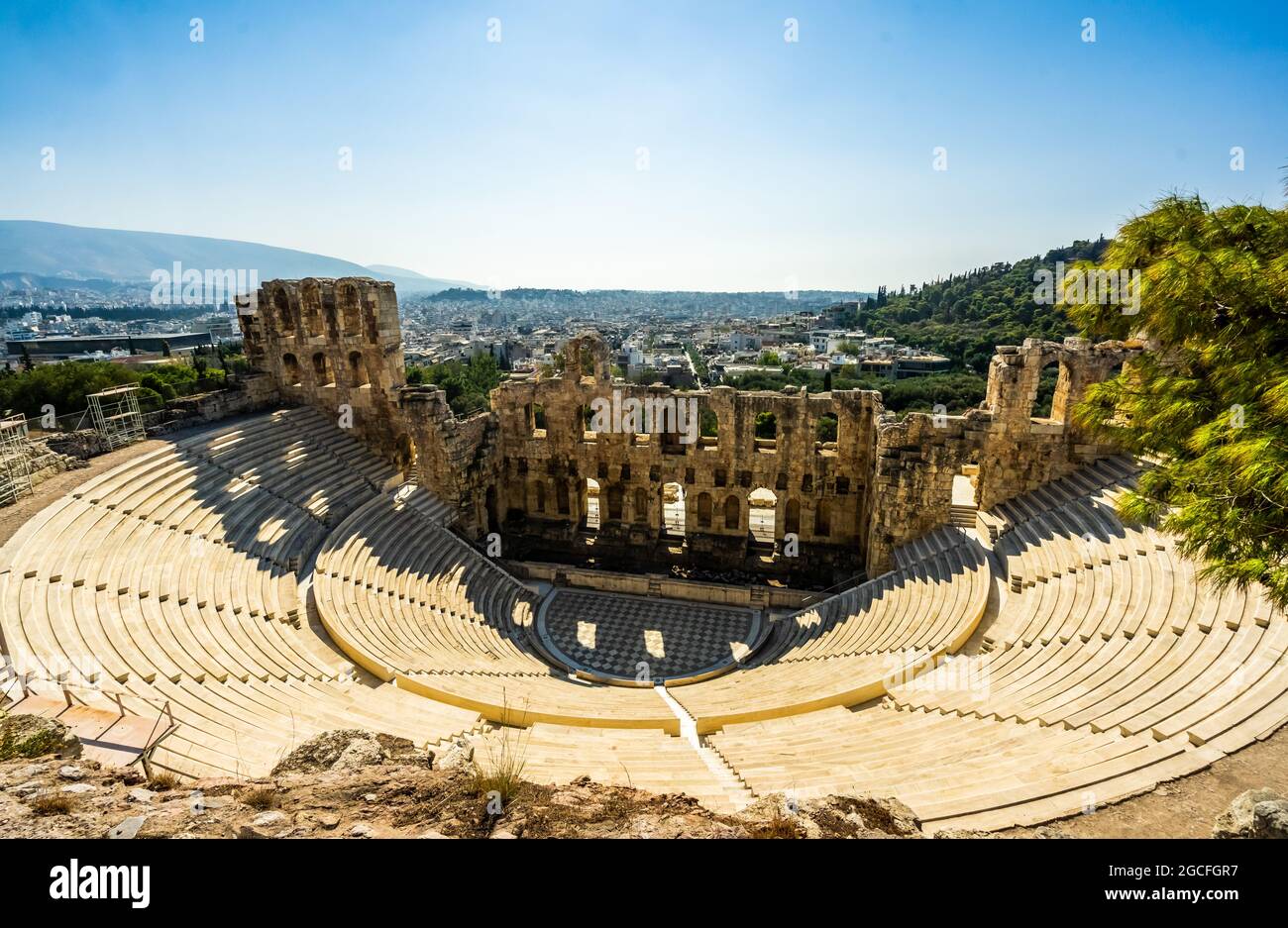 Théâtre de Dionysos au-dessous de l'Acropole d'Athènes, Grèce Banque D'Images
