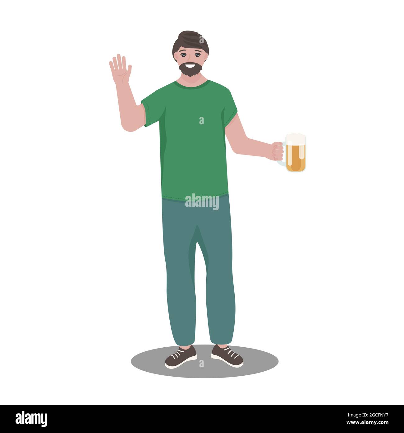 Homme buvant de la bière à partir du verre. Illustration vectorielle de style plat Illustration de Vecteur