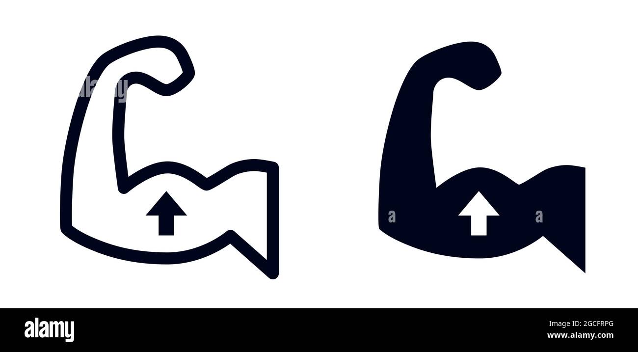 Symbole de bras de biceps musclé fort et icône d'illustration de vecteur d'augmentation de force Illustration de Vecteur