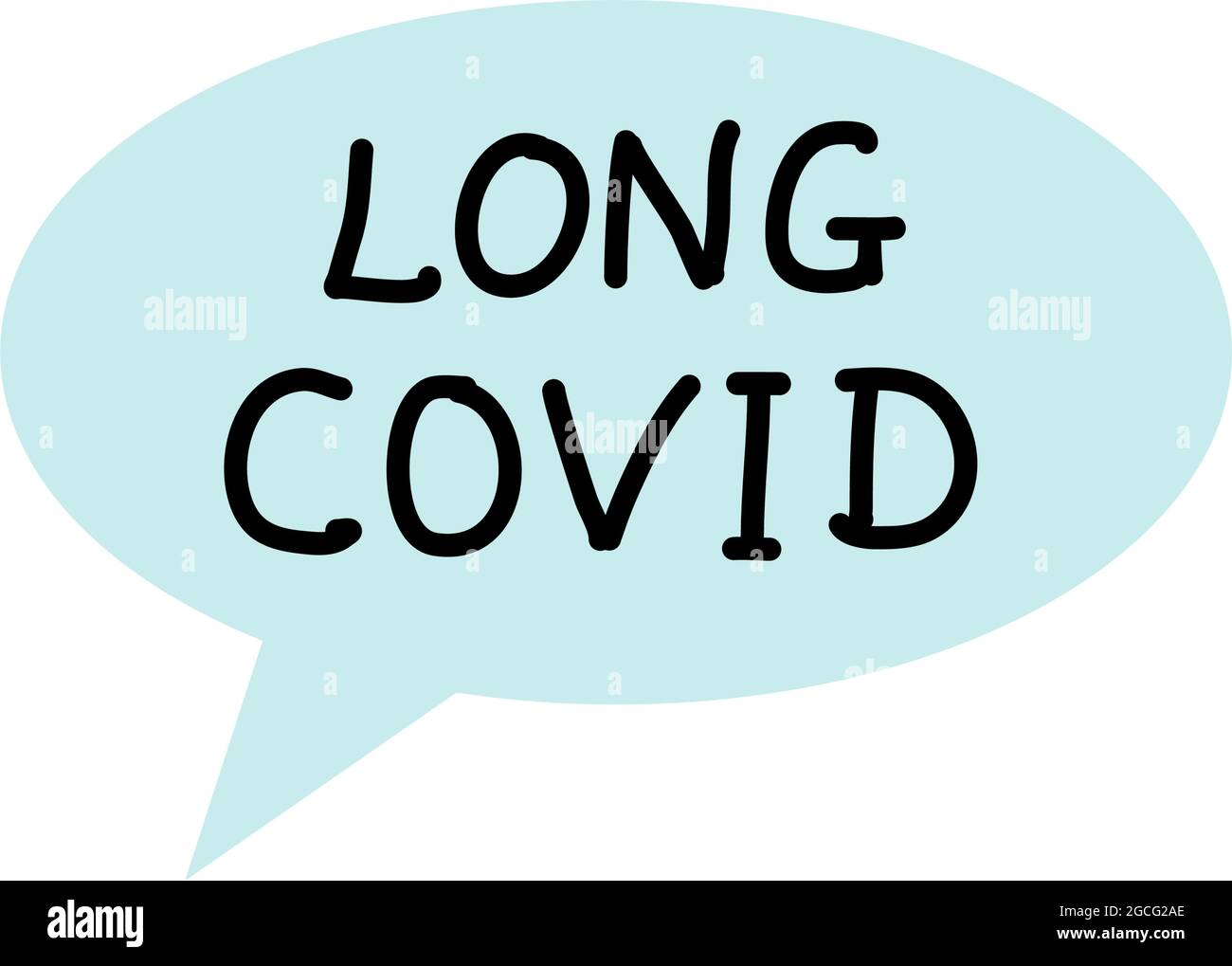 Long Covid, mots dans une bulle de parole isolée sur fond blanc Illustration de Vecteur