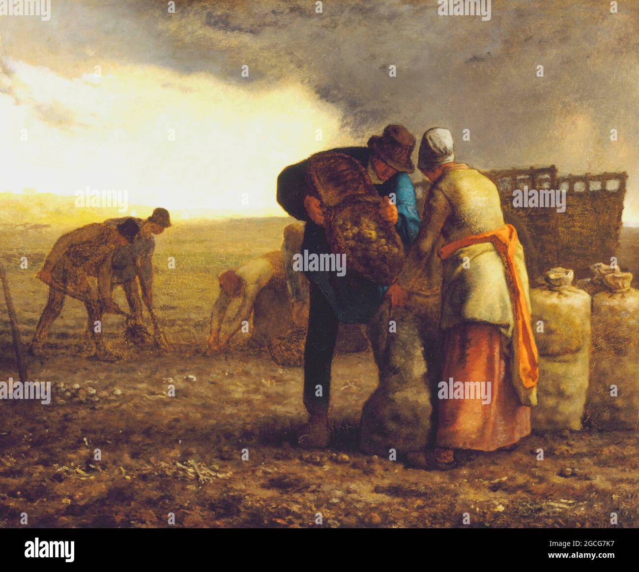 Titre: La récolte de pommes de terre Créateur: Jean-François Millet Date: 1855 Moyen: Huile sur toile Dimensions: 54 x 65.2 cm emplacement: Walters Art Museum, Baltimore Banque D'Images