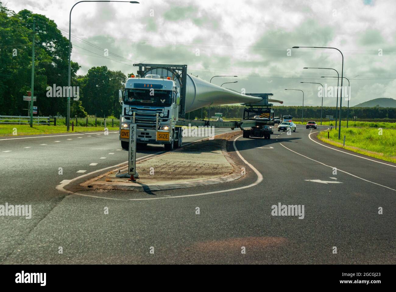 Le transport de lame d'éolienne Marks Lane Dogleg Australie Banque D'Images