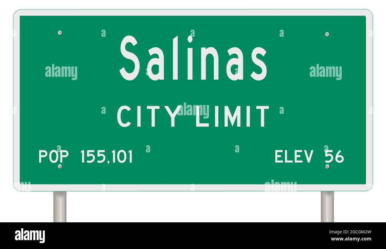 Affichage d'un panneau vert d'autoroute de Californie avec des informations sur la ville Banque D'Images