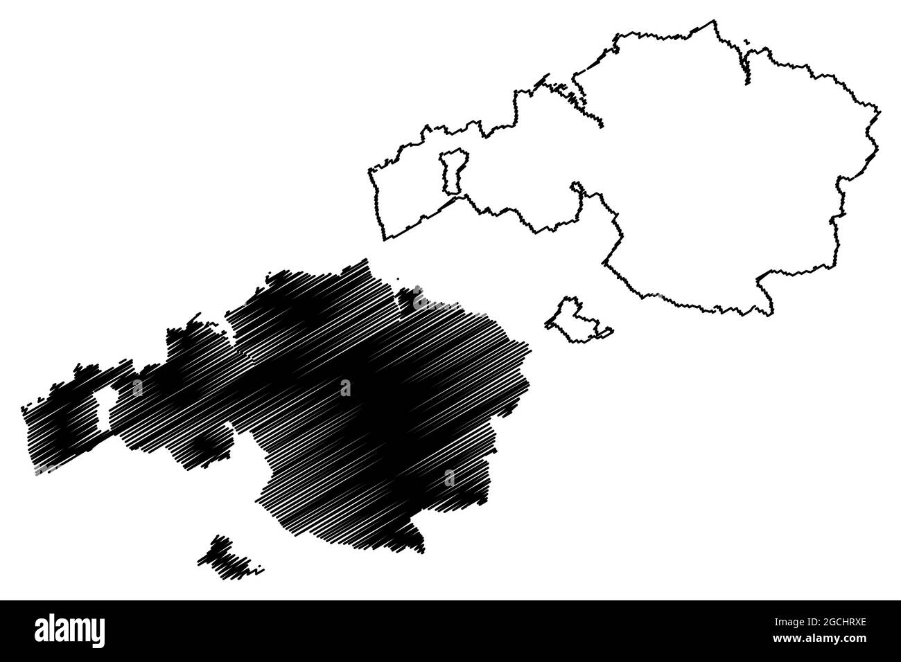 Province de Gascogne (Royaume d'Espagne, Communauté autonome Basque, pays Basque) carte illustration vectorielle, scribble esquisse carte de Gascogne Illustration de Vecteur