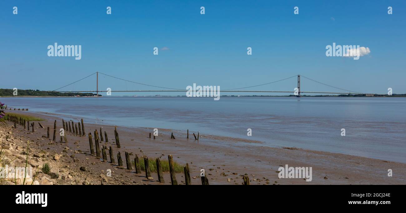 Le pont Humber, près de Kingston upon Hull, East Riding of Yorkshire, Angleterre, Royaume-Uni Banque D'Images