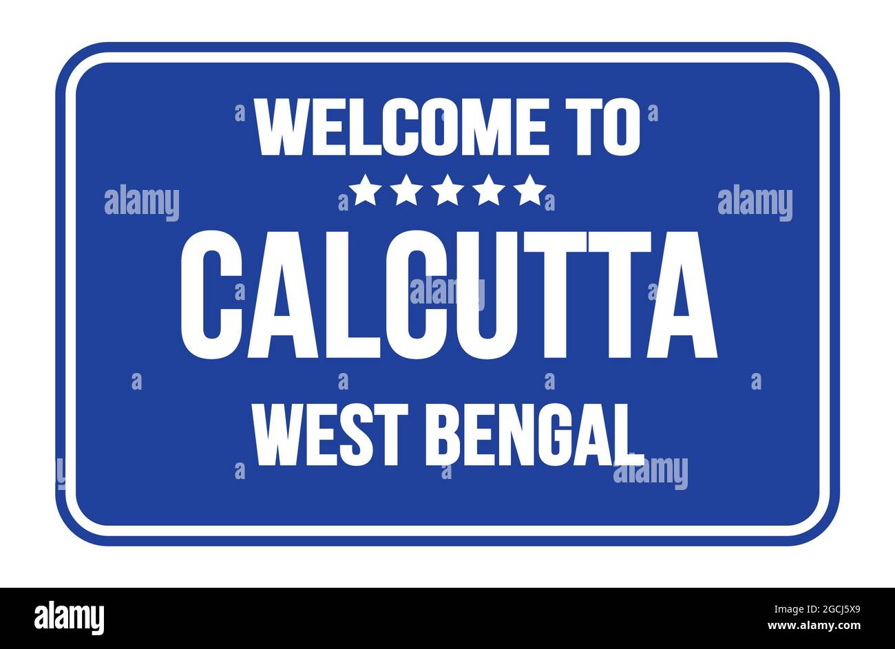 BIENVENUE À CALCUTTA - BENGALE-OCCIDENTAL, sur le timbre de rue rectangle bleu Banque D'Images