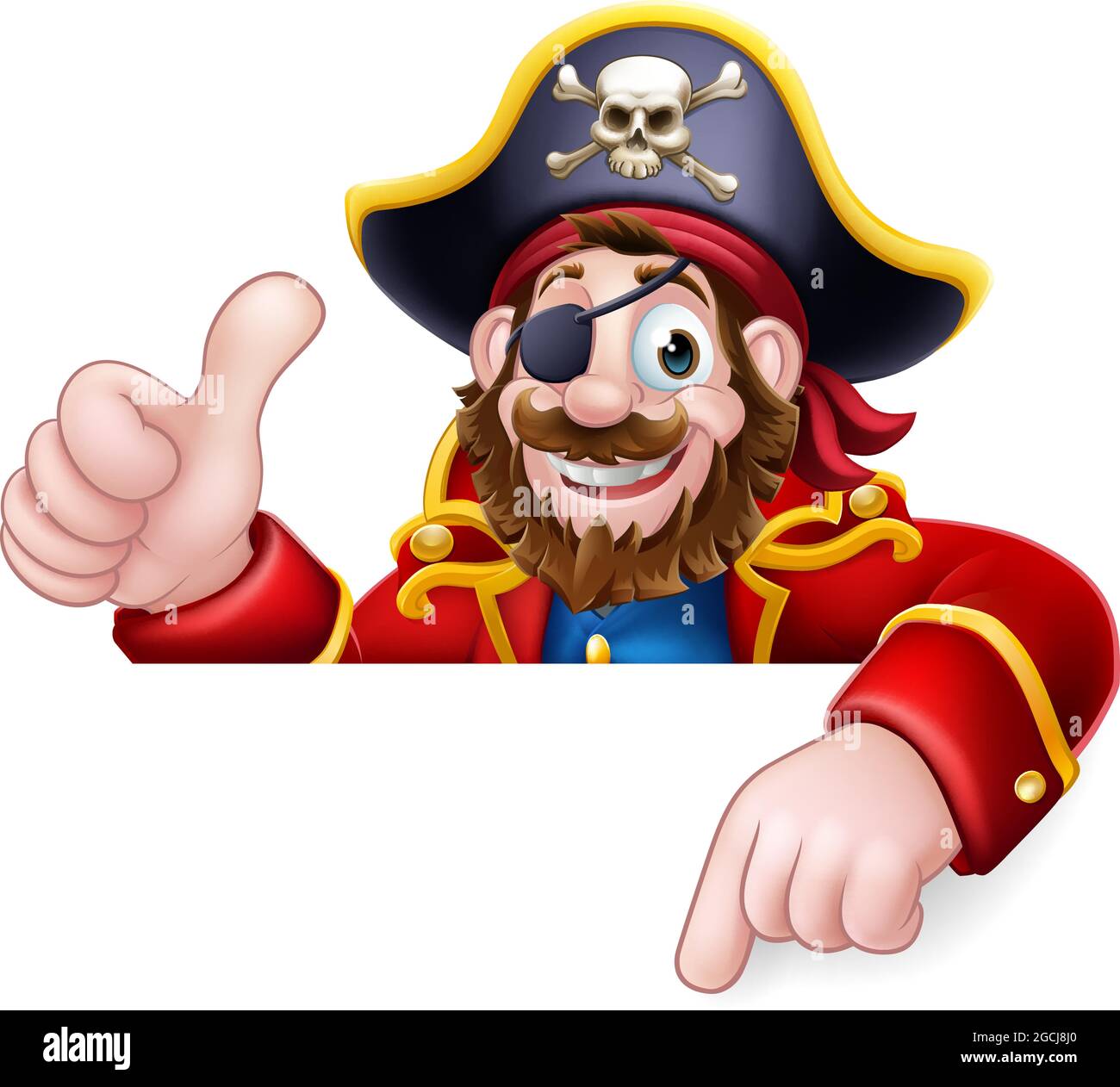 Pirate Captain Cartoon Peeking Sign Contexte Illustration de Vecteur
