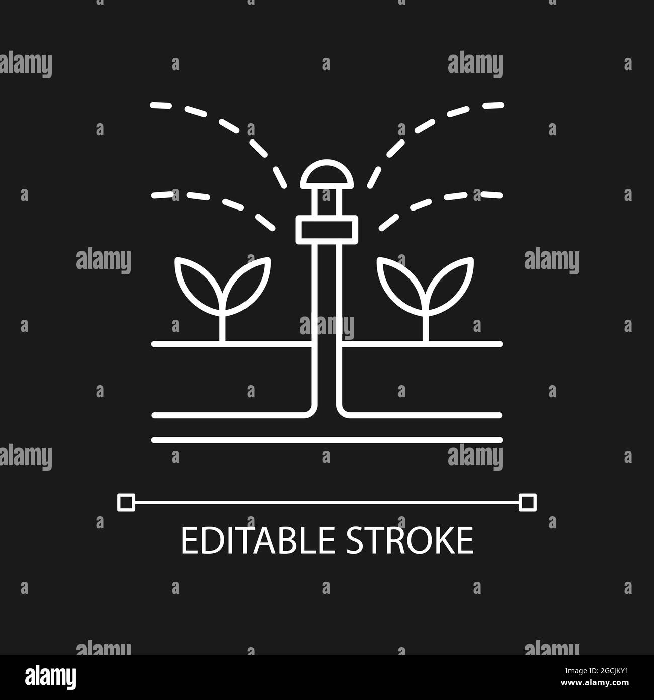 Icône linéaire blanche du dispositif d'irrigation pour thème sombre Illustration de Vecteur