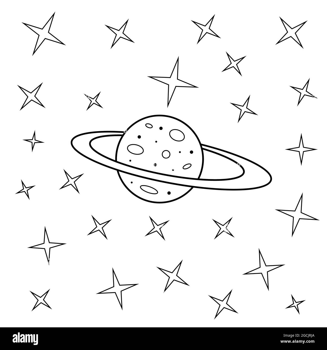 Ciel étoilé simple dessin planète et étoiles, vecteur ciel de nuit avec corps célestes Illustration de Vecteur