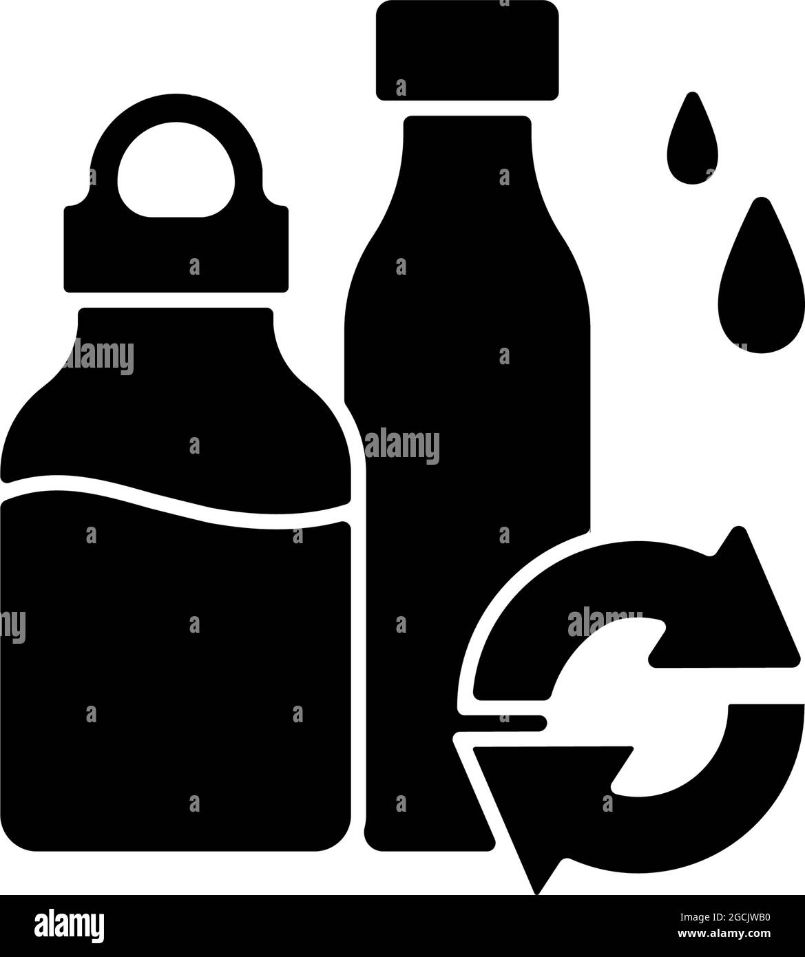 Les bouteilles d'eau remplissent l'icône en glyphe noir Illustration de Vecteur