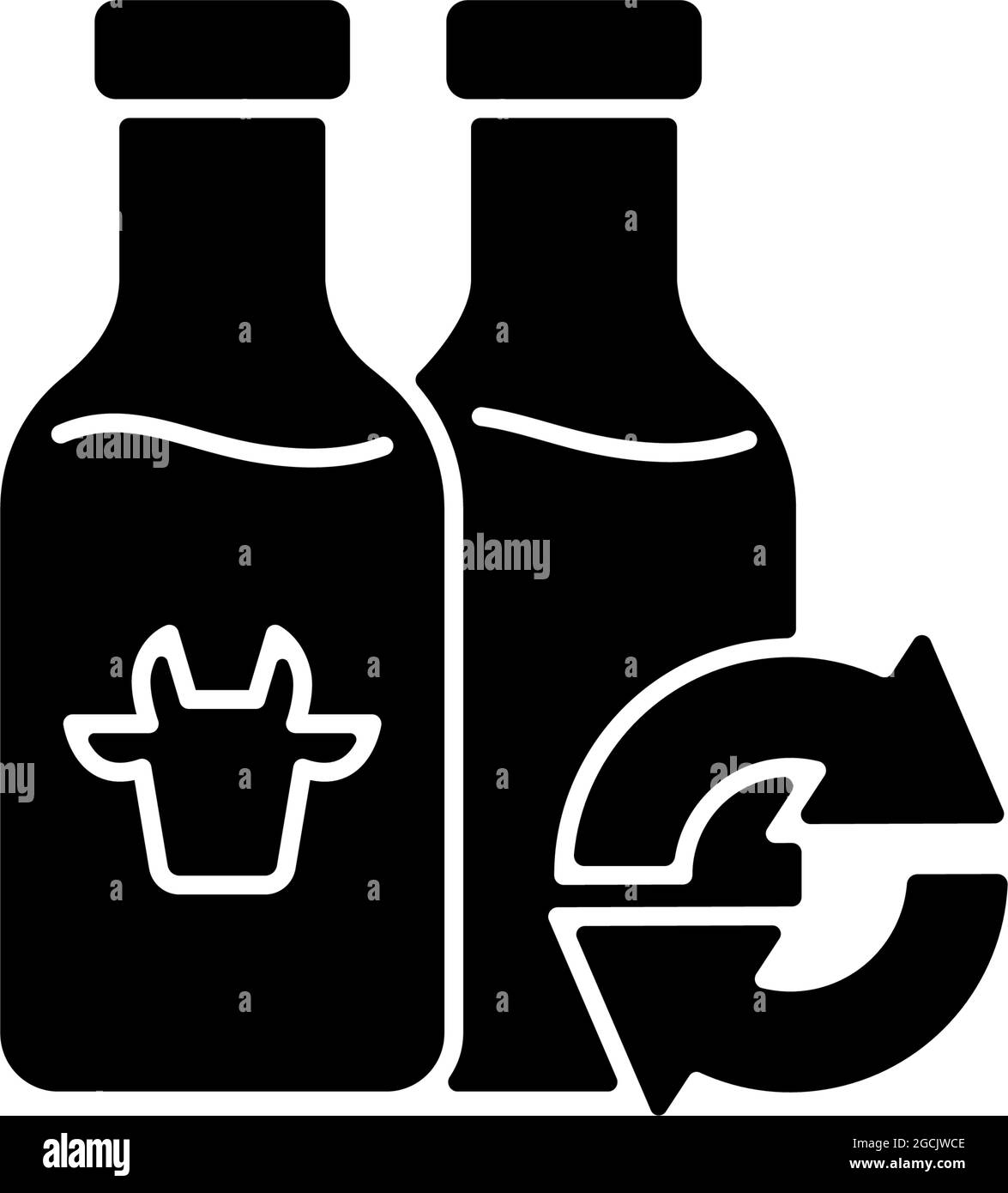 Bouteille de lait rechargeable icône en glyphe noir Illustration de Vecteur