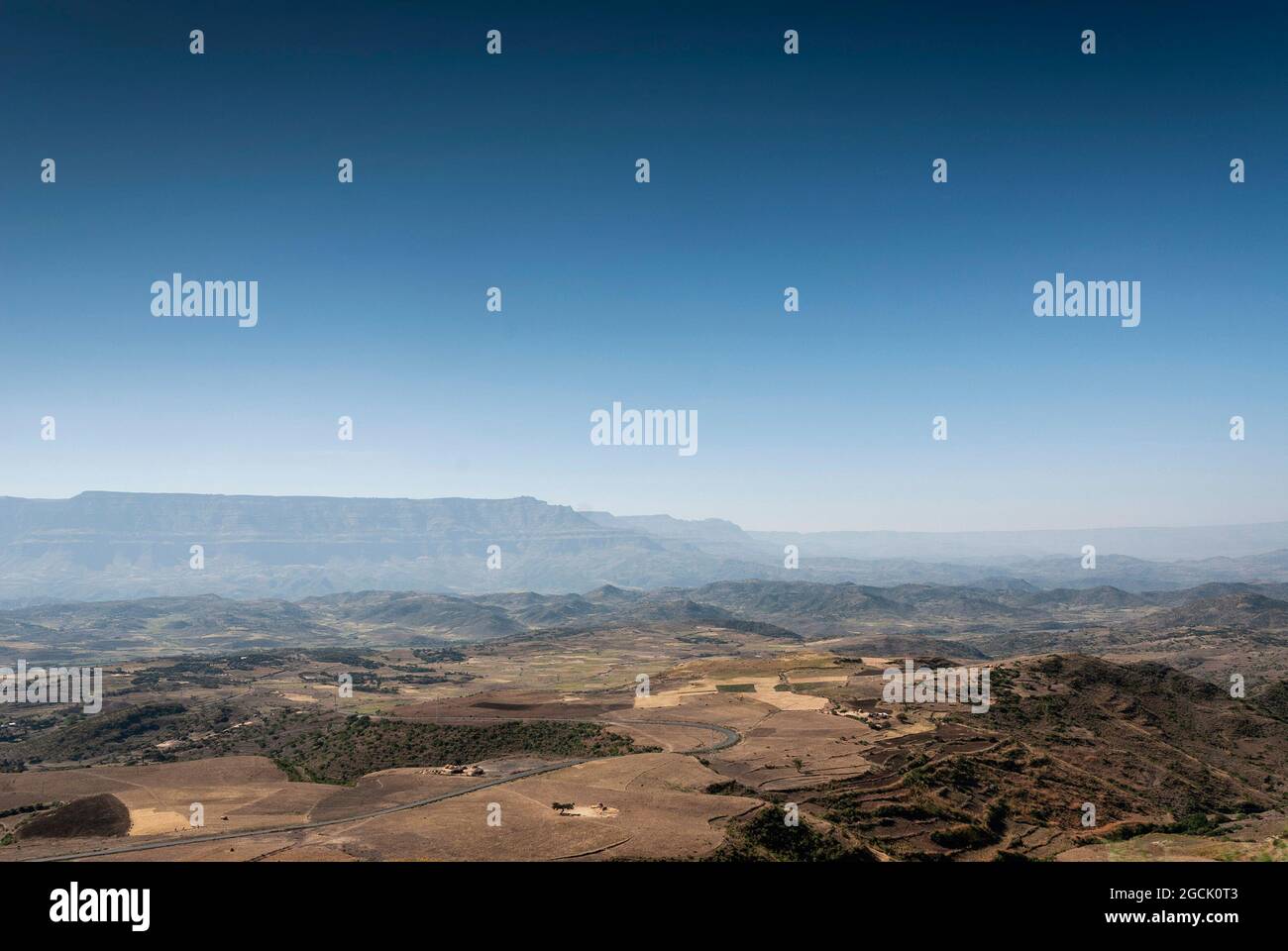 vue panoramique sur la campagne et les collines près de lalibela ethiopie Banque D'Images