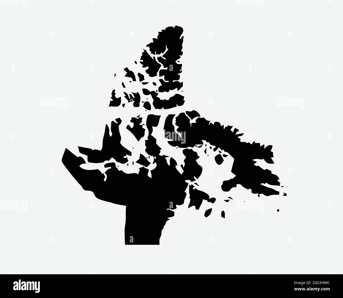 Nunavut Canada carte Silhouette noire. Nu, territoire du Canada façonner la frontière de l'Atlas de géographie. Carte noire isolée sur un arrière-plan blanc. Vecteur EPS Illustration de Vecteur