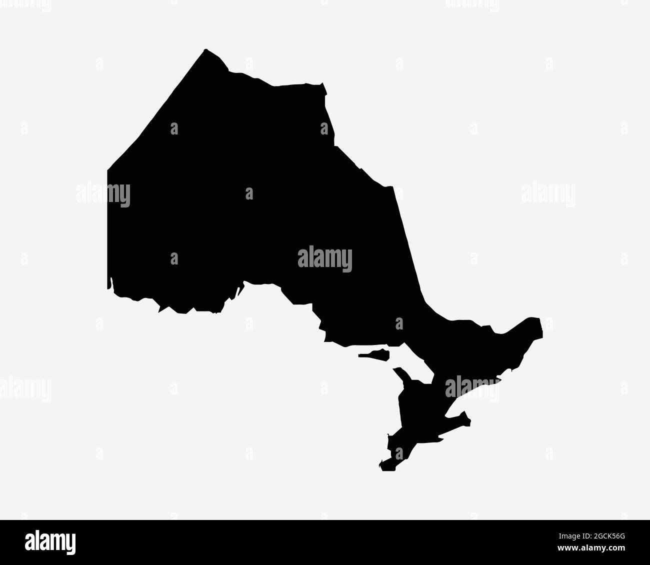 Ontario Canada carte Silhouette noire. ON, province du Canada façonner la frontière de l'Atlas de géographie. Carte noire isolée sur un arrière-plan blanc. Vecteur EPS Illustration de Vecteur