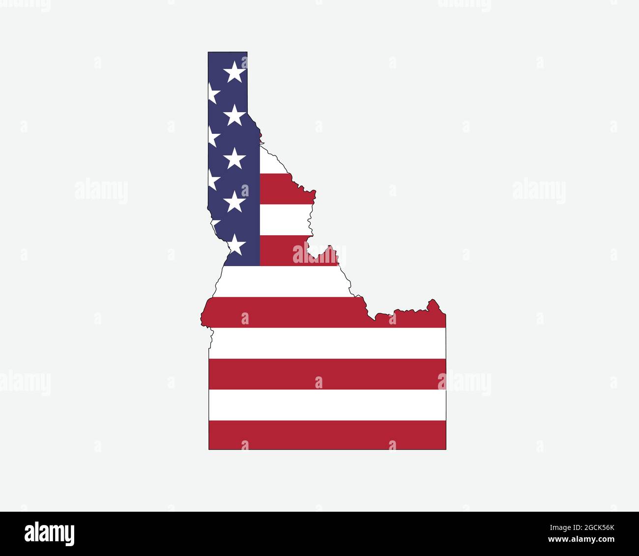 Carte de l'Idaho sur drapeau américain. ID, USA State Map on US Flag. Icône EPS Vector Graphic Clipart Illustration de Vecteur