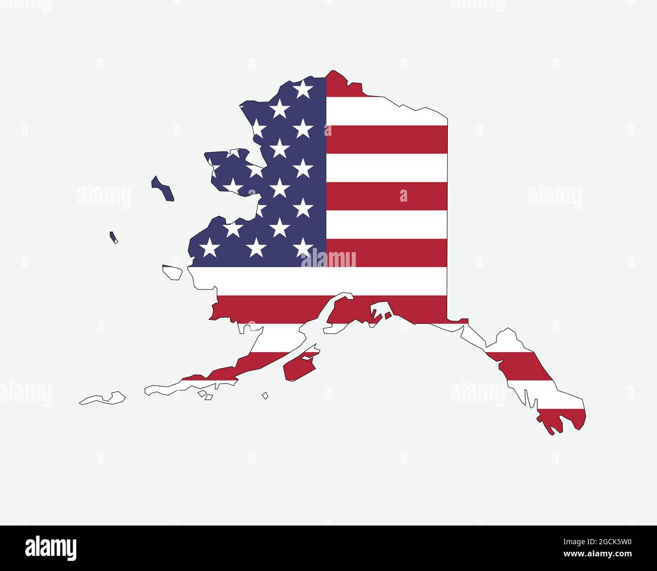 Carte de l'Alaska sur drapeau américain. AK, USA State Map on US Flag. Icône EPS Vector Graphic Clipart Illustration de Vecteur