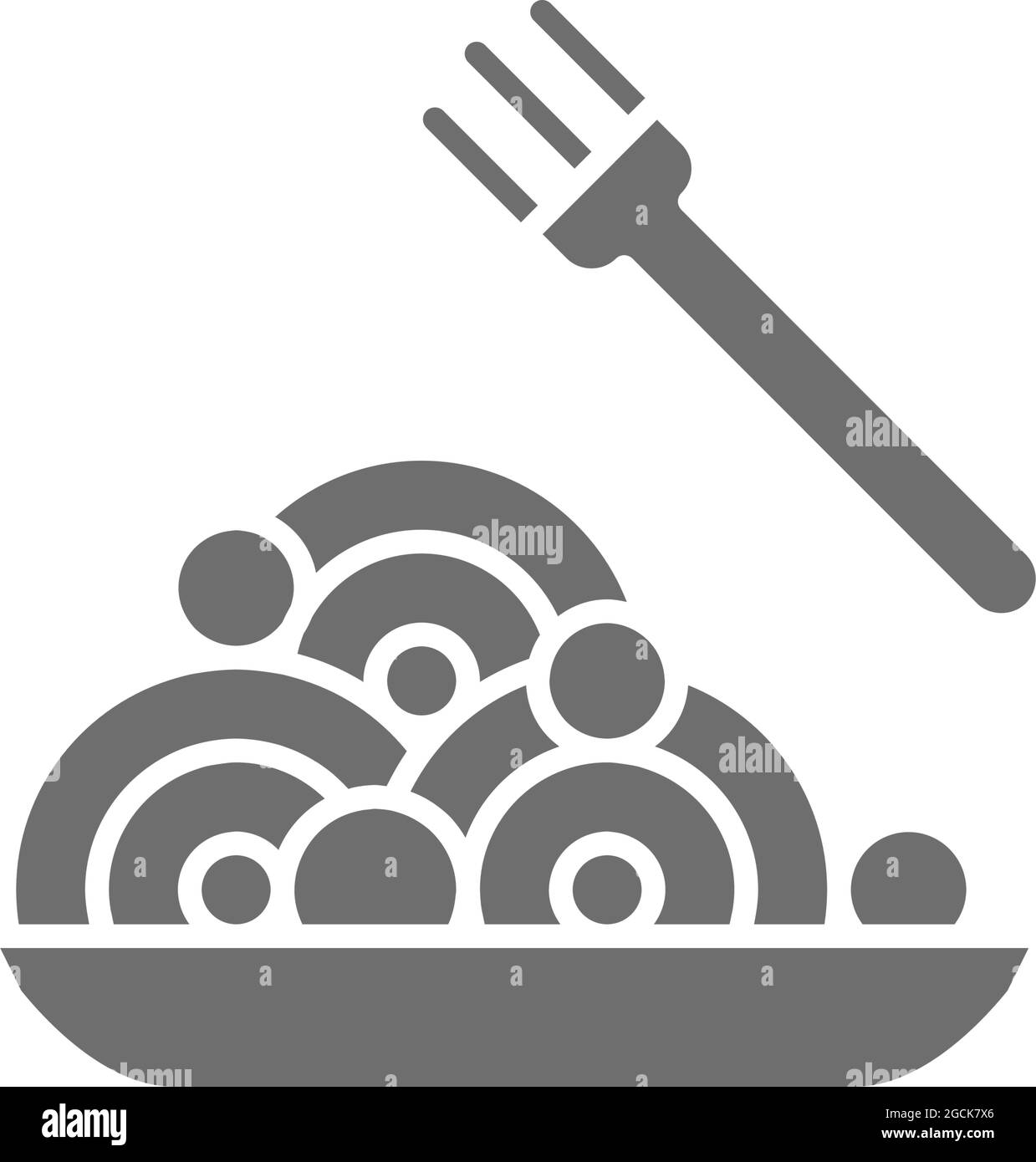 Spaghetti vectoriels, pâtes, icône de gris italien. Illustration de Vecteur