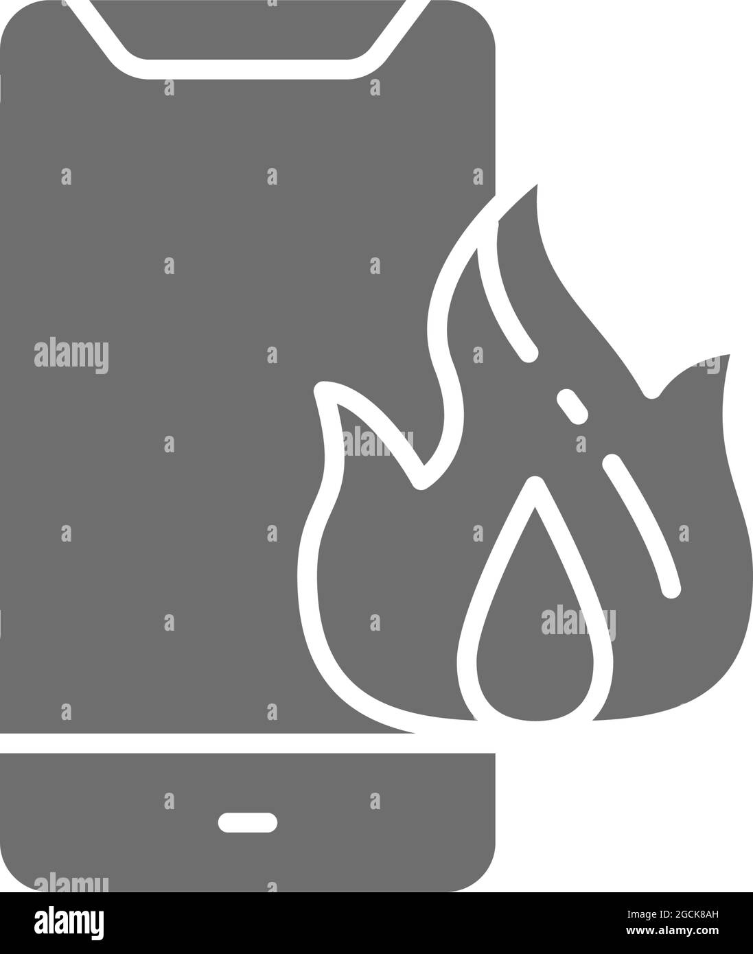 Smartphone Vector brûlé, icône grise du téléphone endommagée. Illustration de Vecteur