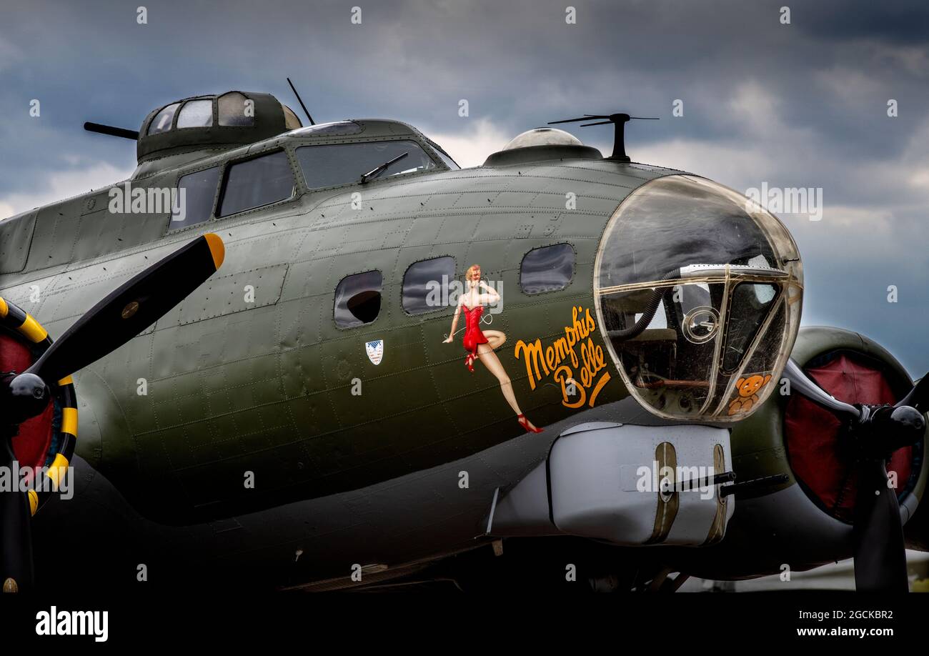 Duxford Imperial War Museum Photographie par Brian Harris 5 août 2021 IMW Duxford, Cambridgeshire Angleterre Royaume-Uni le Sally B a également peint comme le Memphis be Banque D'Images