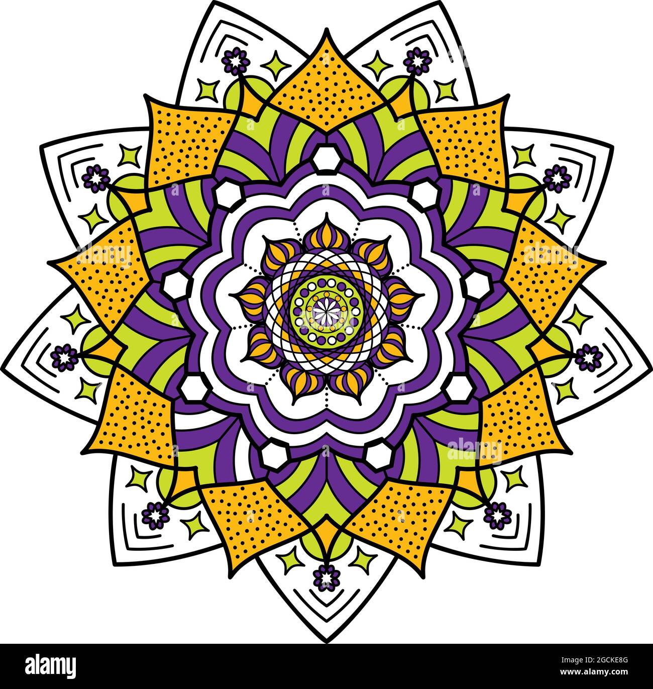 Un mandala pour votre âme. Jaune et violet. Illustration de Vecteur