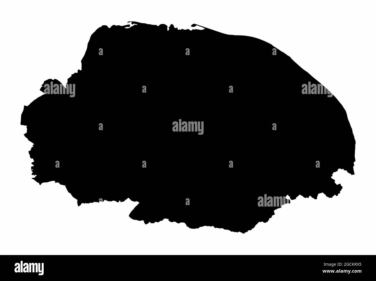 Carte de silhouette sombre du comté de Norfolk isolée sur fond blanc, Angleterre Illustration de Vecteur