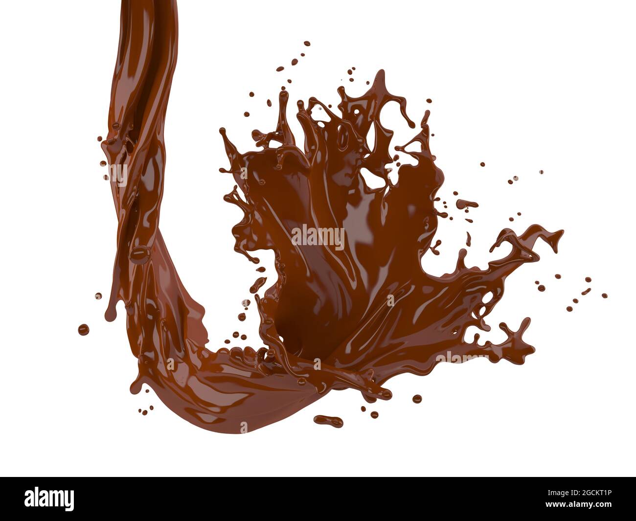 illustration 3d de la projection de chocolat sur fond blanc avec découpe chemin Banque D'Images