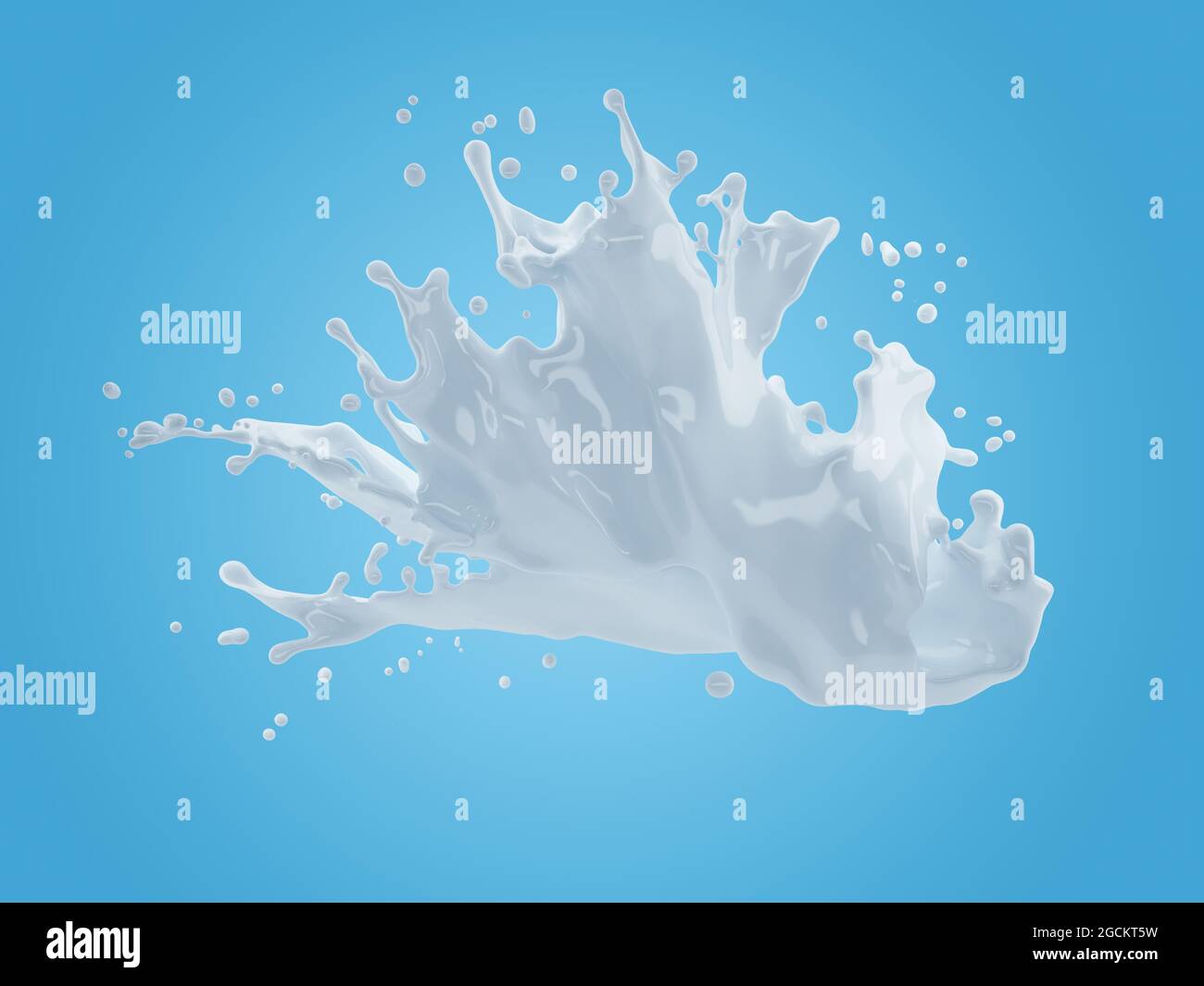 illustration 3d de la projection de lait sur fond bleu dégradé avec masque Banque D'Images