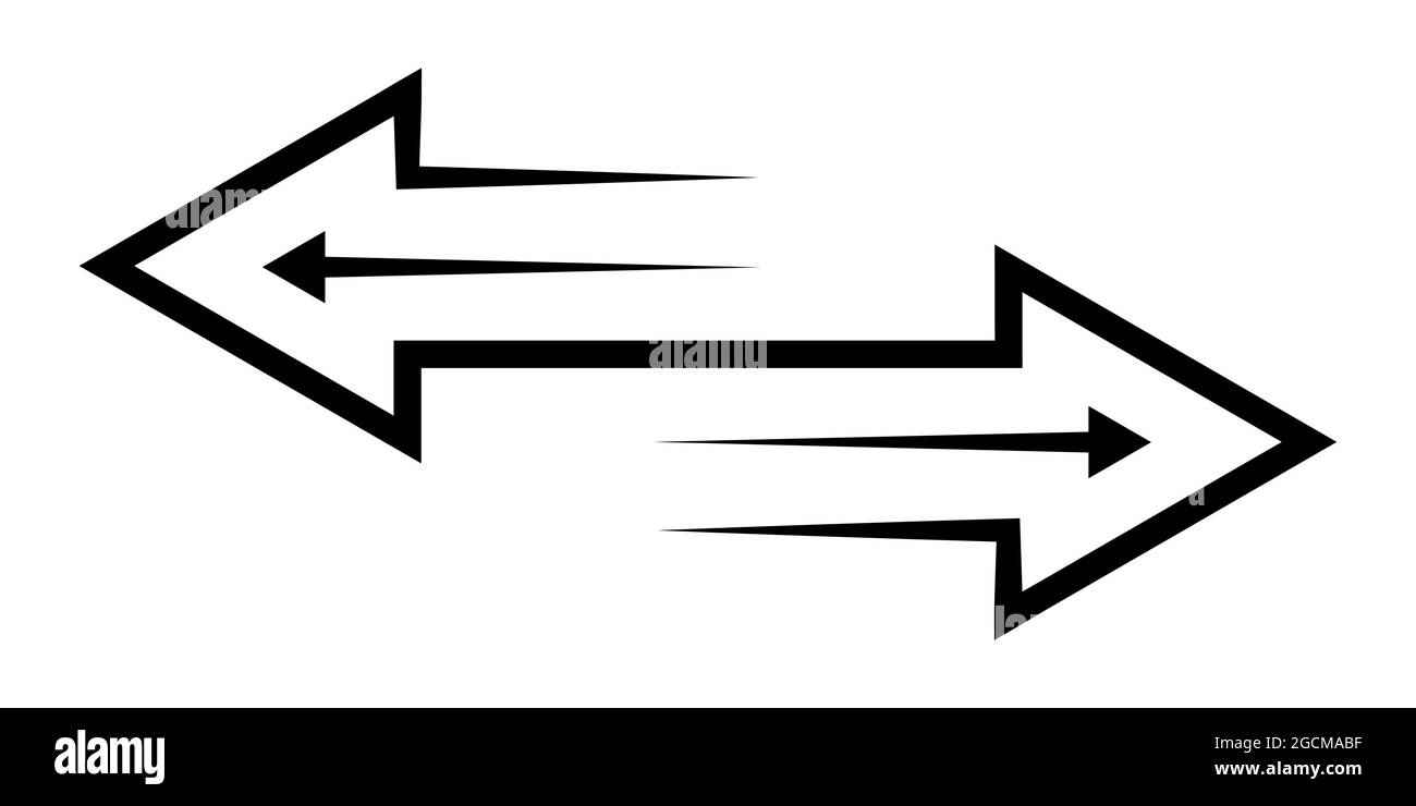 Transférer les flèches d'échange contour de l'icône arrière-plan blanc isolé, le logo vectoriel flèches dans différentes directions échanger le symbole Illustration de Vecteur