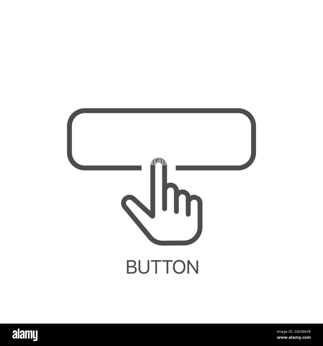 Doigt appuyant sur le bouton de forme carrée icône de vecteur symbole du curseur, illustration du logo. Illustration de Vecteur