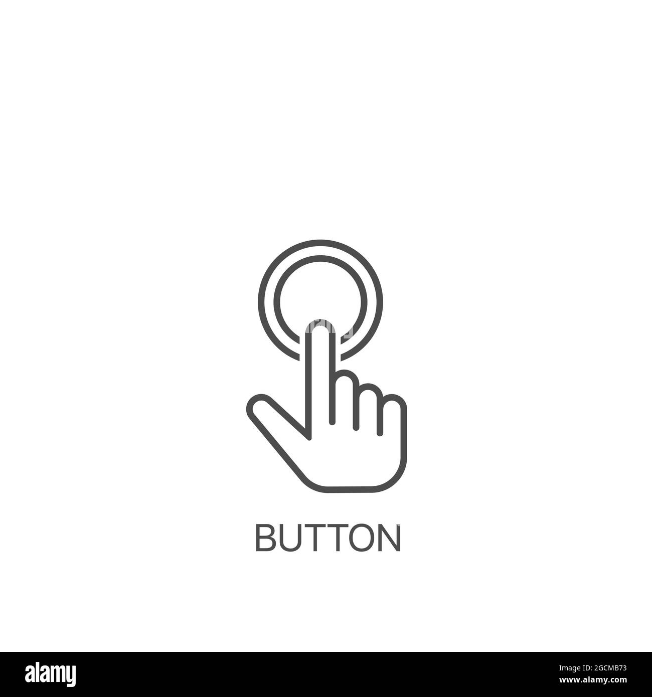 Doigt appuyant sur le bouton rond icône vecteur curseur symbole du pointeur, illustration du logo. Illustration de Vecteur