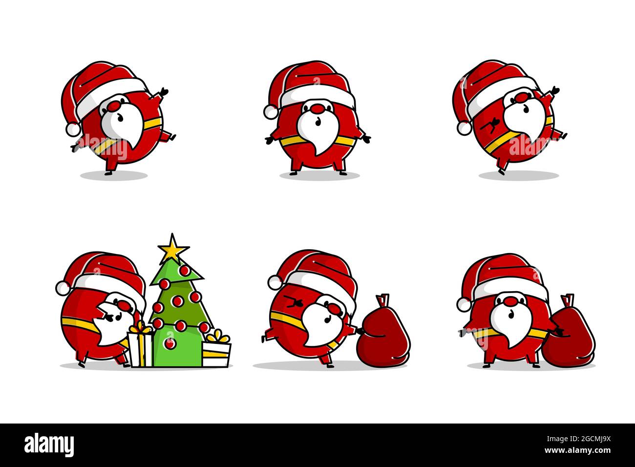 Logo « Flat Santa » dans un style art à la ligne Illustration de Vecteur