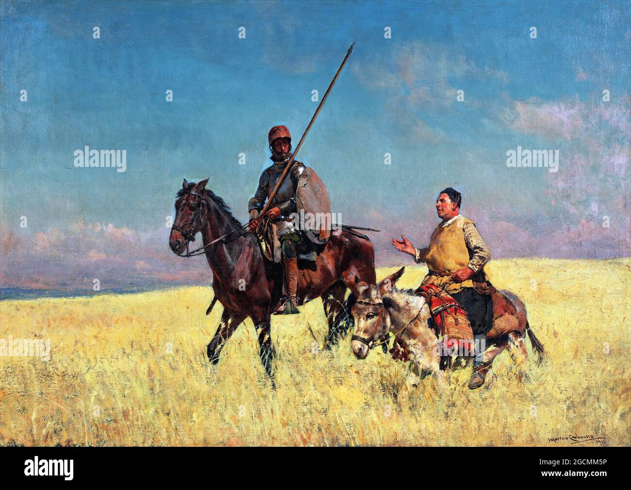 Don Quichotte et Sancho Panza par José Moreno Carbonero (1858-1942), huile sur toile, 1911 Banque D'Images