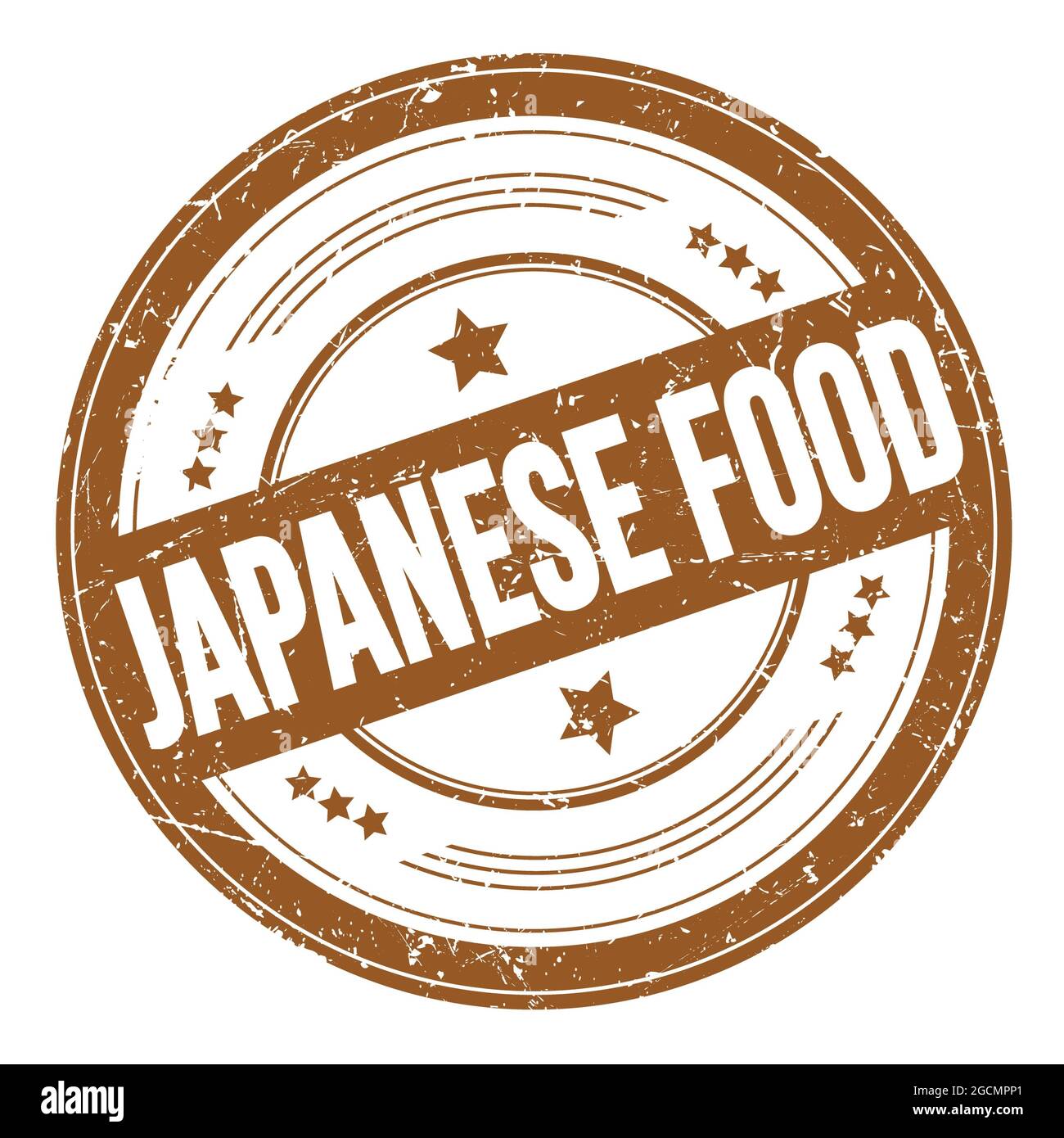 Texte DE LA NOURRITURE JAPONAISE sur un timbre de texture grungy rond brun. Banque D'Images