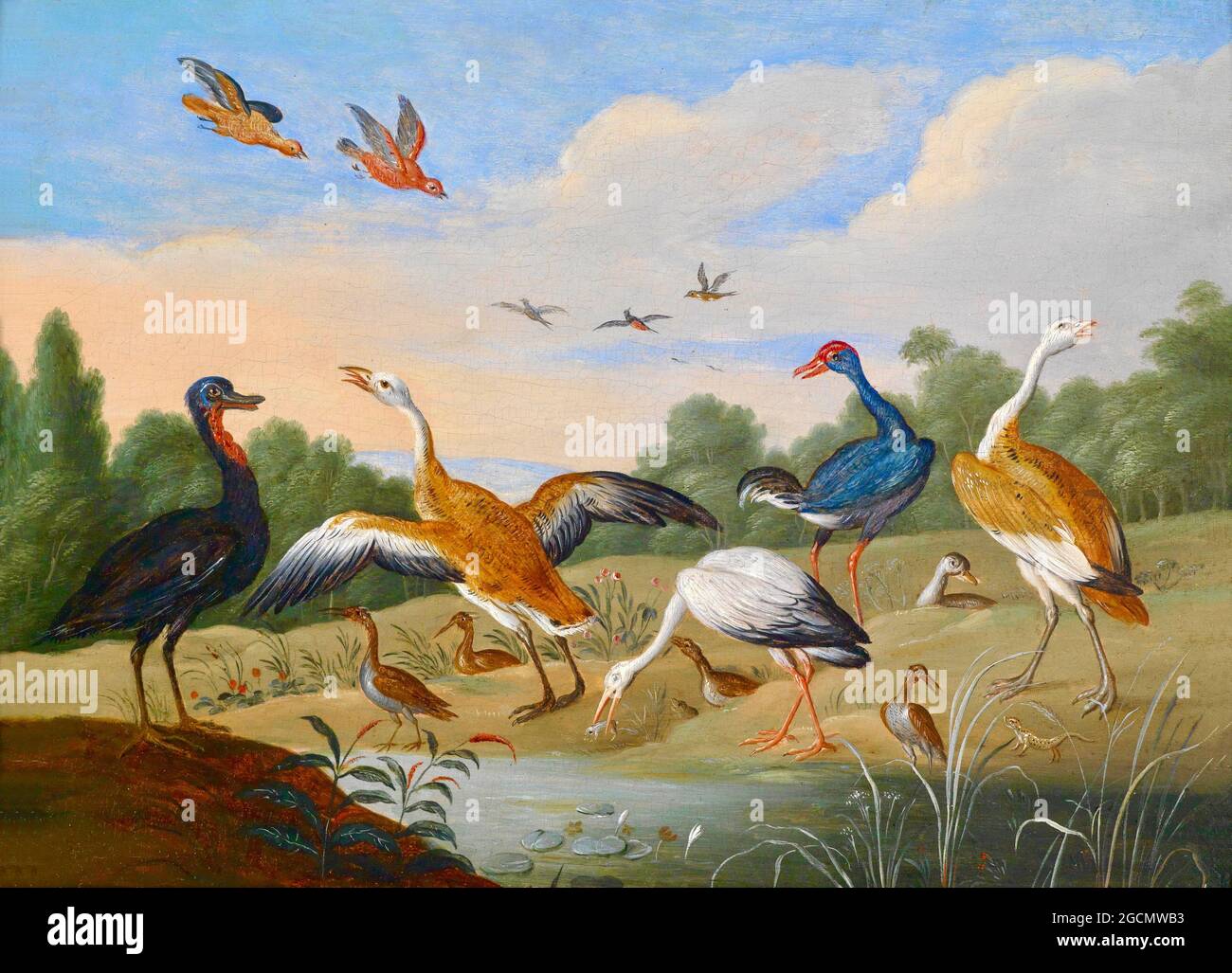L'œuvre de Jan Van Kessel intitulée Reiher und Enten - Hérons et Ducks. Banque D'Images