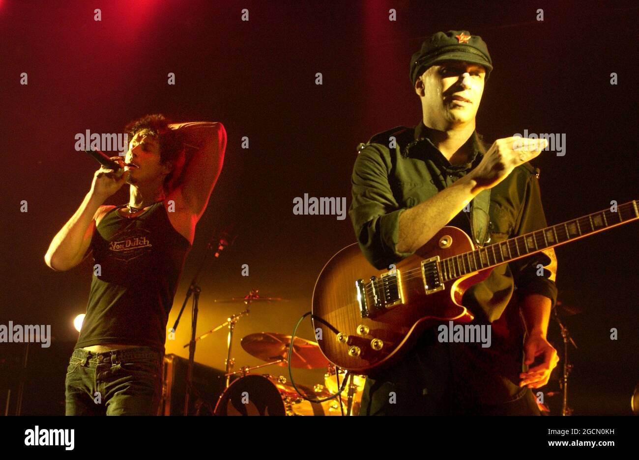 Milan Italie 2003-01-22 : concert live de l'Audiolave à l'Alcatraz, Chris Cornell, Tom Morello, Tim Commerford, Brad Wilk. Banque D'Images Milan Italie 2003-01-22 : concert live de l'Audiolave à l'Alcatraz, Chris Cornell, Tom Morello, Tim Commerford, Brad Wilk. Banque D'Images