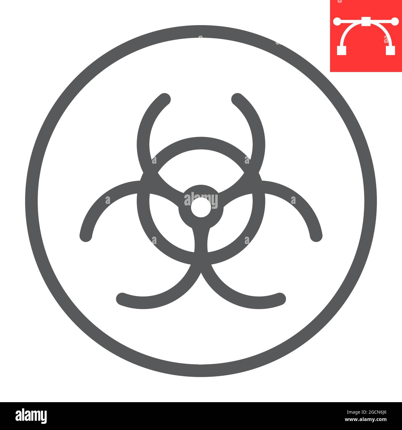 Icône de ligne de risque biologique, symbole de risque biologique et écologie, icône de vecteur de déchets toxiques, graphiques vectoriels, signe de contour modifiable, eps 10. Illustration de Vecteur