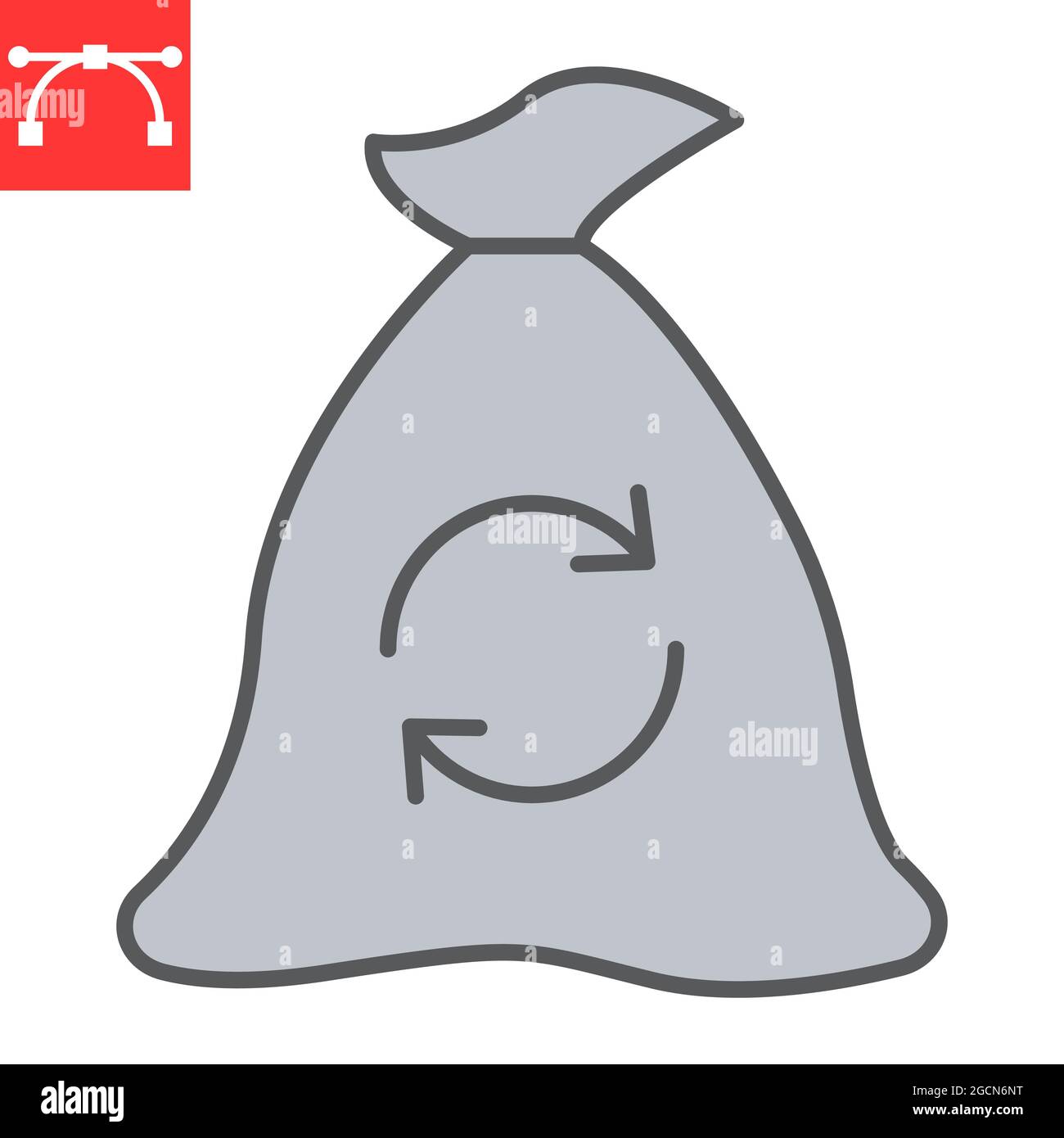 Icône de ligne de couleur de sac à ordures, déchets et écologie, icône de vecteur de recyclage de déchets, graphiques vectoriels, signe de contour rempli de trait modifiable, eps 10. Illustration de Vecteur