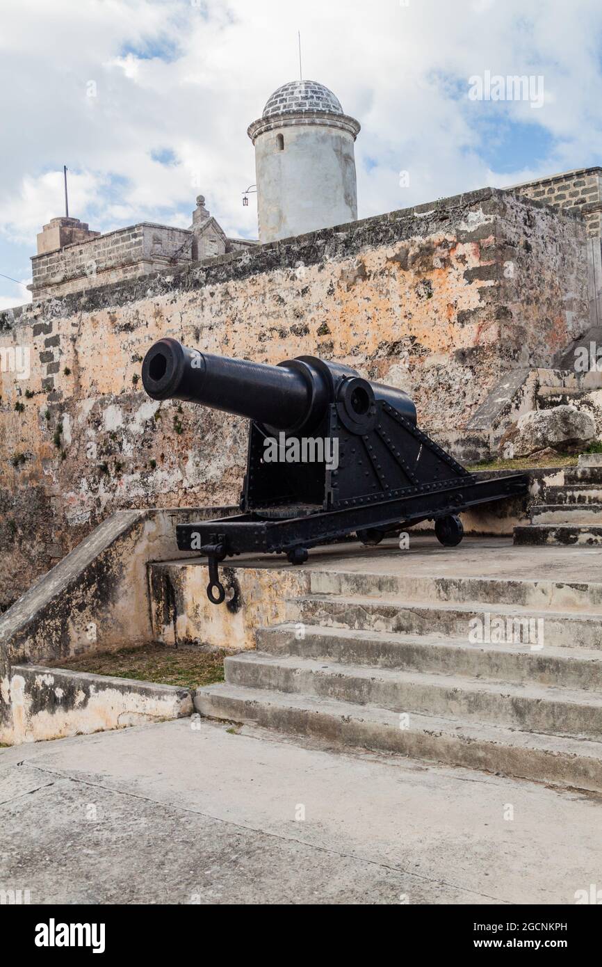 Cannon au château de Castillo de Jagua, Cuba Banque D'Images