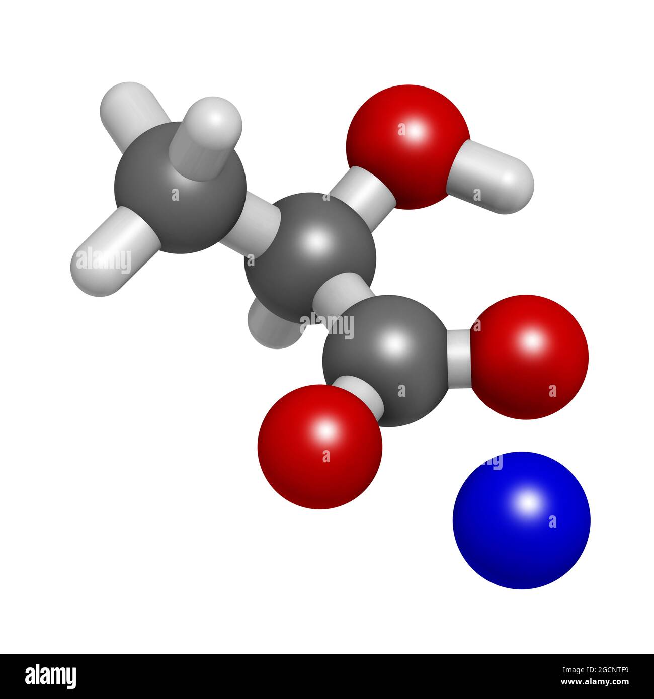 Lactate de sodium, structure chimique. Rendu 3D. Banque D'Images