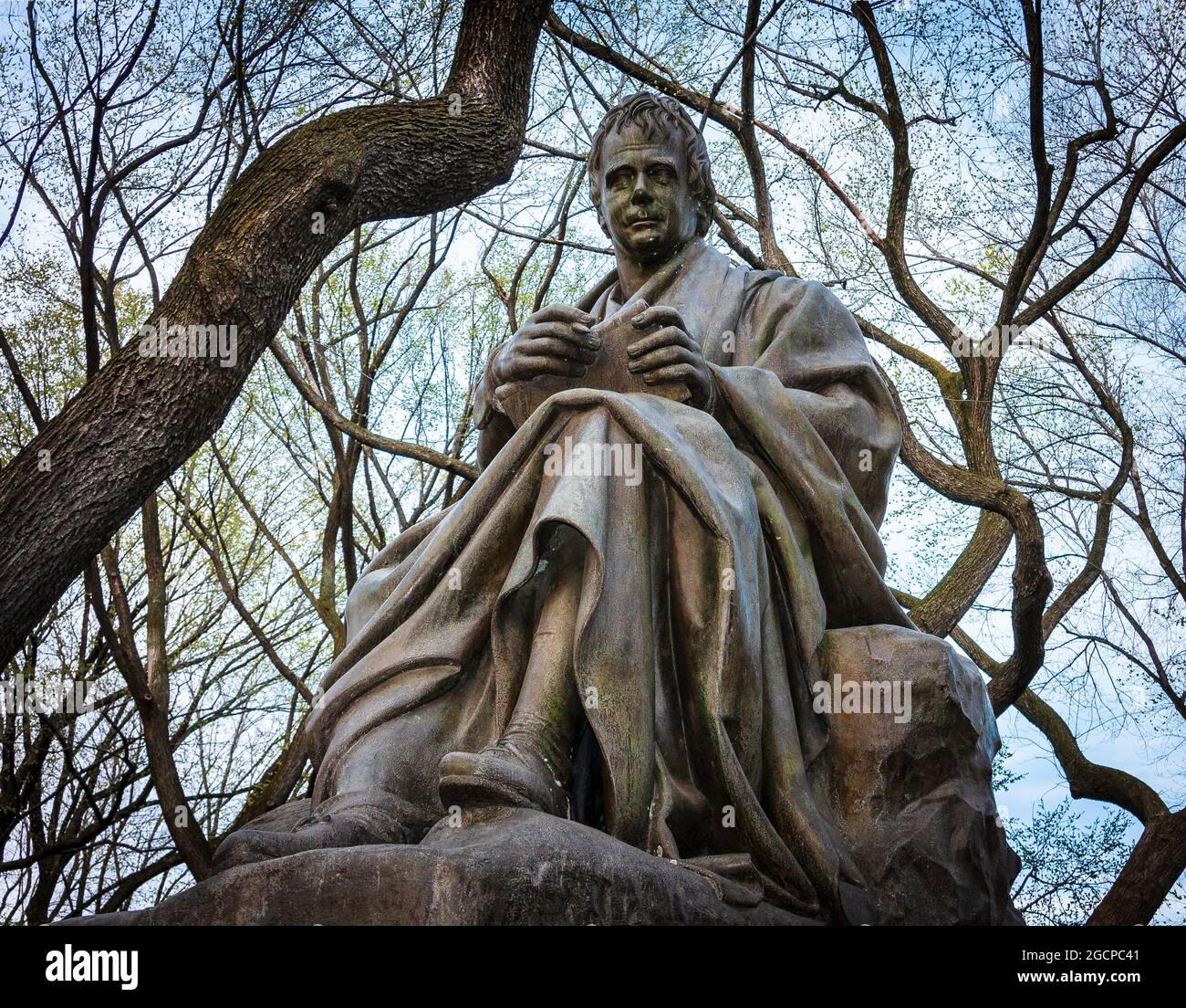 Statue de l'écrivain écossais Sir Walter Scott, à Central Park, New York. Banque D'Images