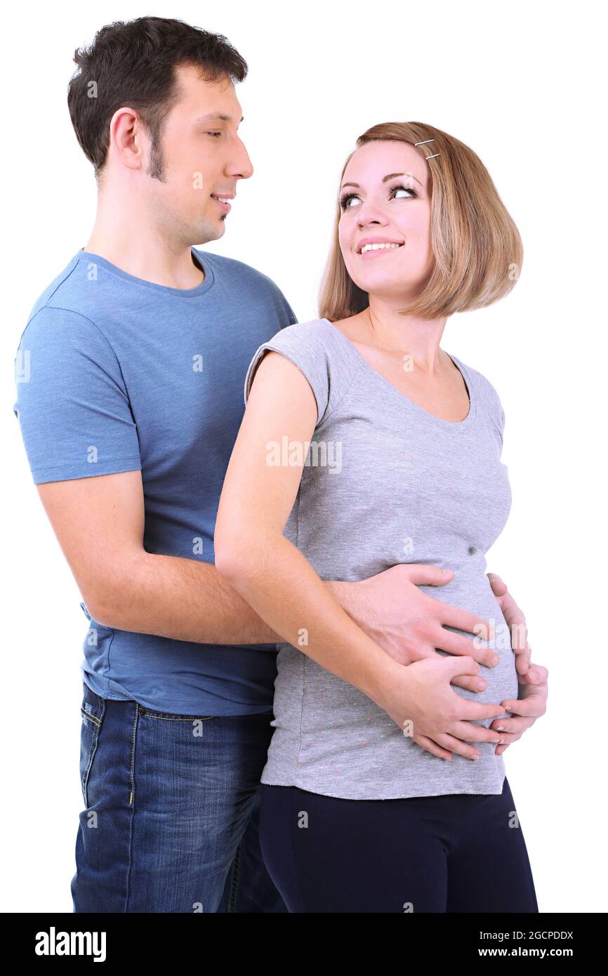 Jeune Femme Enceinte Avec Son Mari Isolee Sur Blanc Photo Stock Alamy Jeune Femme Enceinte Avec Son Mari Isolee Sur Blanc Photo Stock Alamy