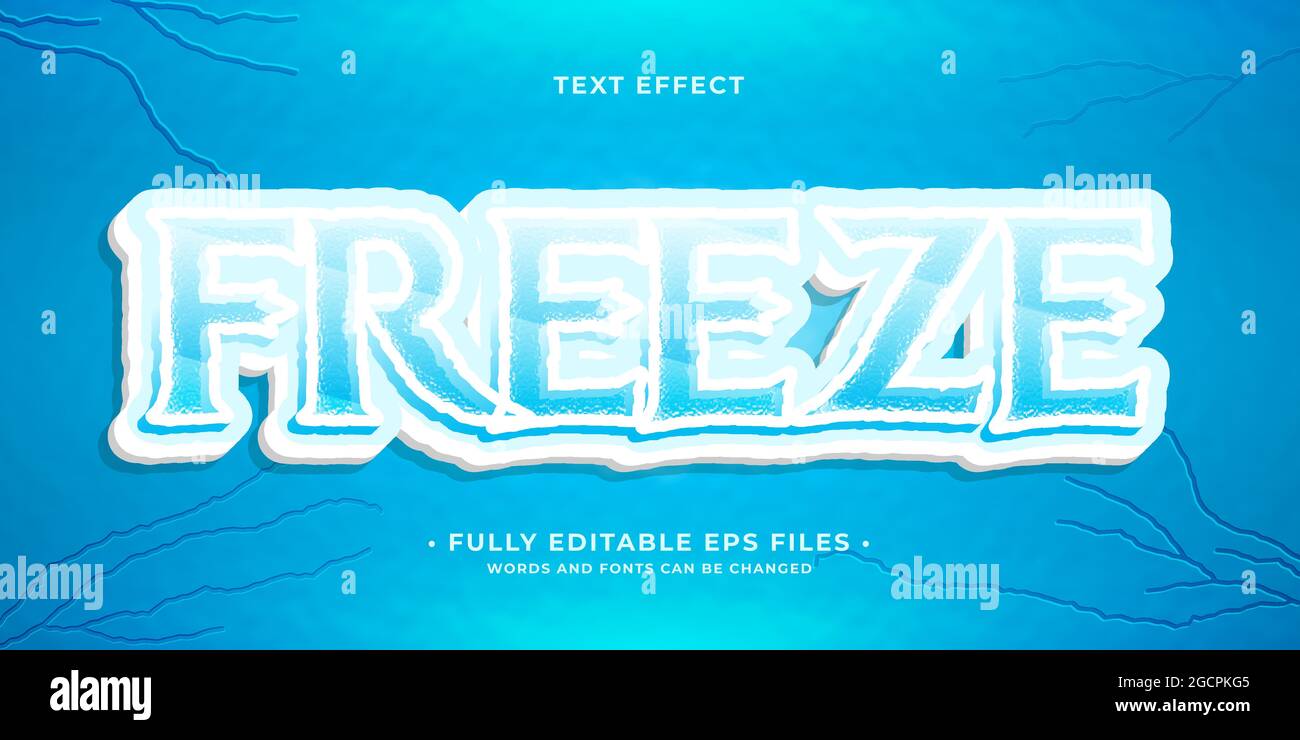 effet de texte du royaume de glace isolé sur le bleu éditable eps cc. les mots et la police peuvent être modifiés. Illustration de Vecteur