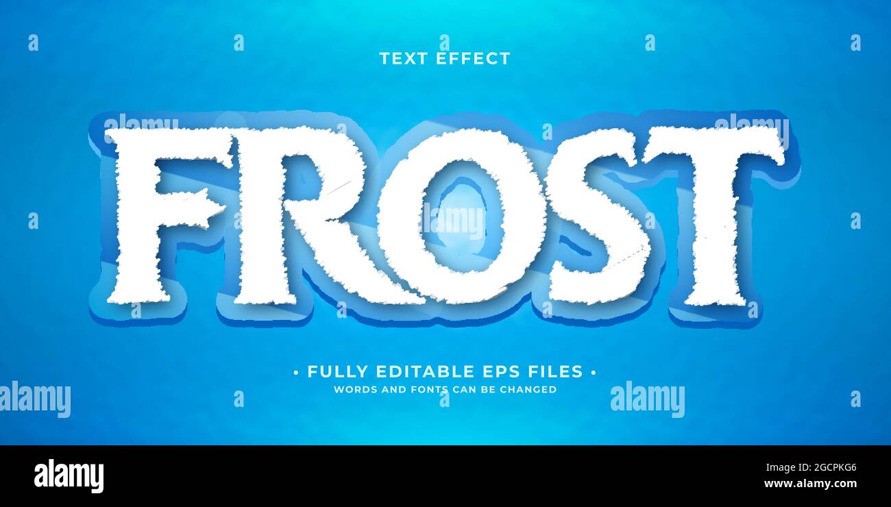effet de texte du royaume de glace isolé sur le bleu éditable eps cc. les mots et la police peuvent être modifiés. Illustration de Vecteur