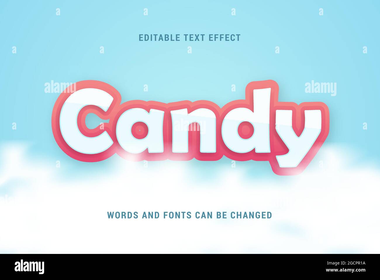 effet texte candy avec nuages image vectorielle modifiable à 100 % Illustration de Vecteur