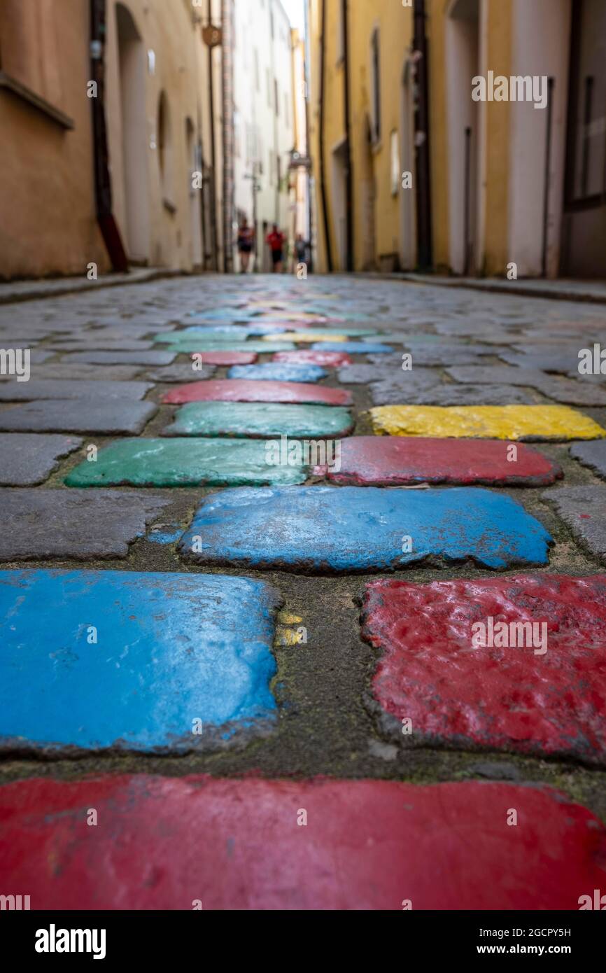Quartier des artistes, Hoellgasse, Passau, Basse-Bavière, Bavière, Allemagne Banque D'Images