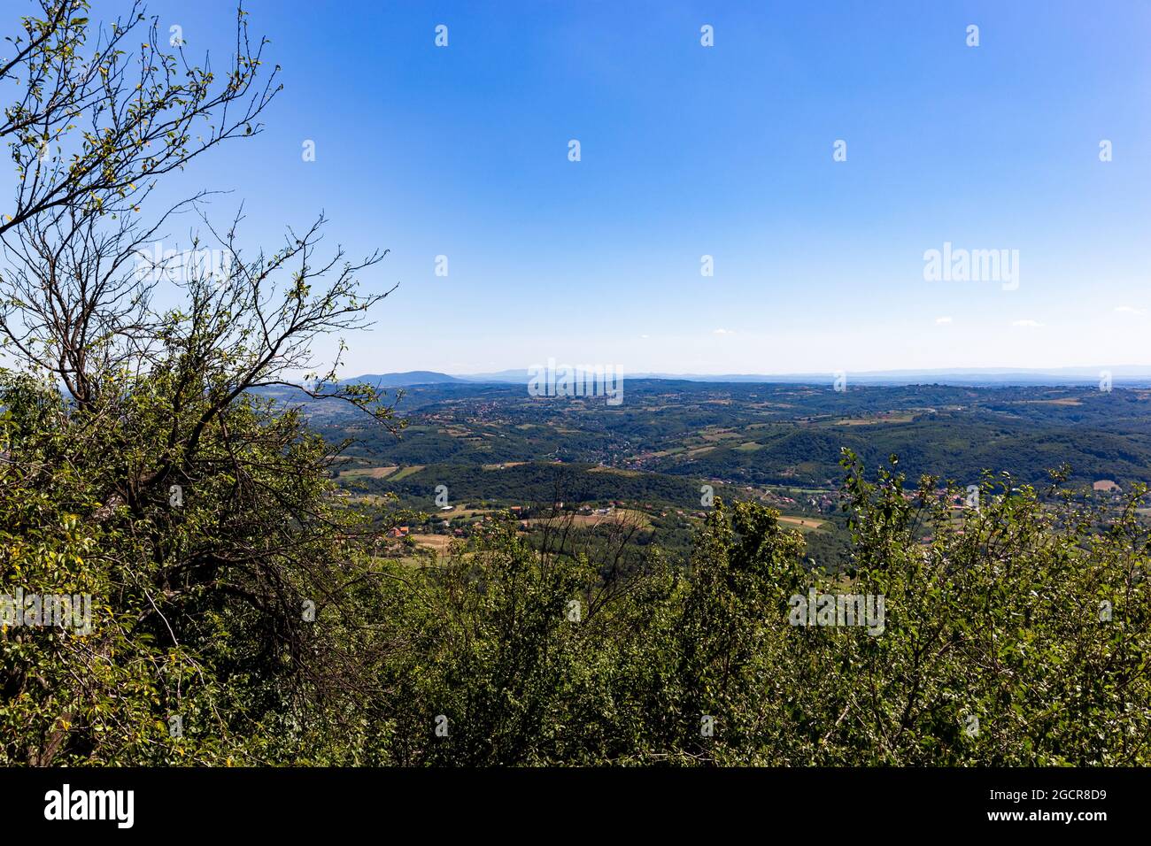 Vue depuis la colline d'Avala près de Belgrade, Serbie. Banque D'Images