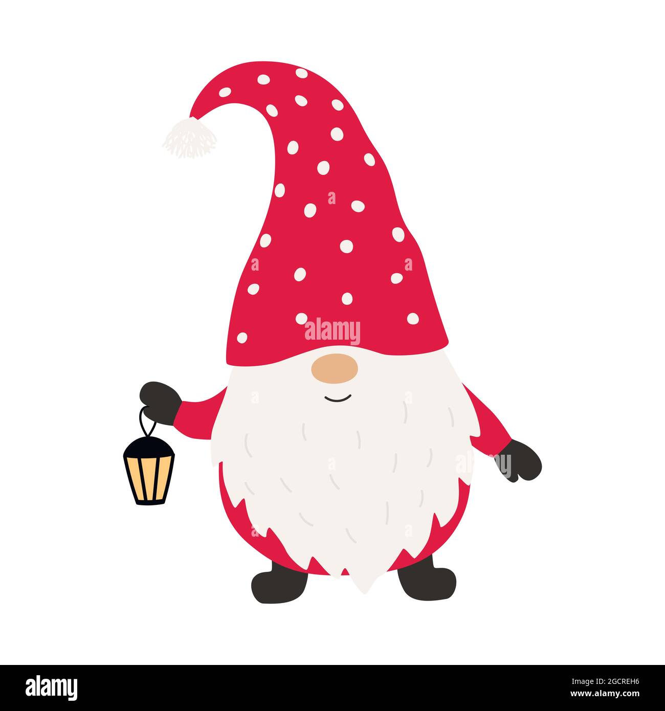 Joli gnome de noël avec lanterne. Illustration vectorielle. Illustration de Vecteur